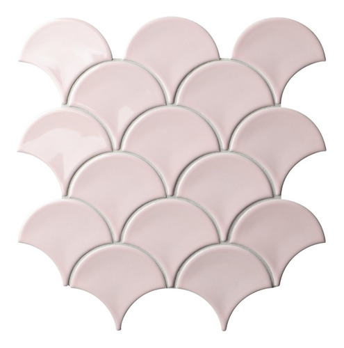 Fika Porcelanato Malla Fishscale Fan Shape Pink 29x27