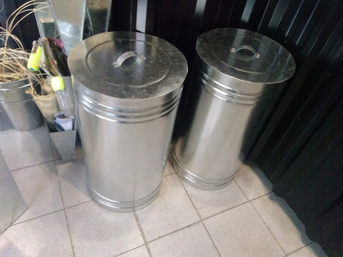 Imagen 4 de 8 de Cesto Tacho De Basura Galvanizado Decoracion