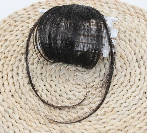 Flequillo Postizo Pelo Sintetico Natural Opaco Sutil Comodo Castaño Oscuro
