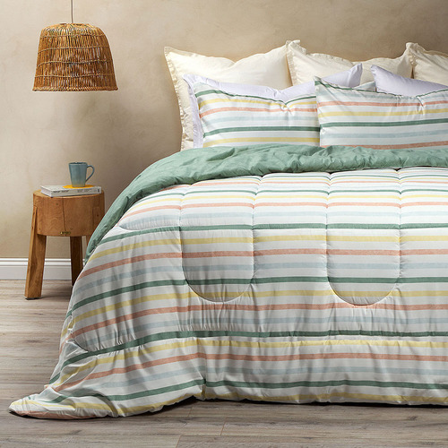 Plumón Reversible Soft Touch Anselmo Verde Súper King
