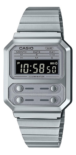 Reloj Casio A100we-7b Resina Unisex Plateado