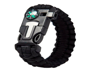 Manilla Pulsera Brazalete Paracord Supervivencia Negra