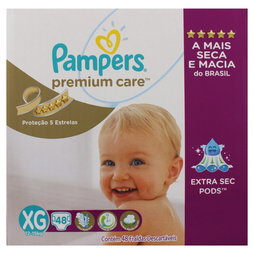 Fraldas Descartáveis Infantis Premium Care Com 80 Unidades Tamanho M Pampers