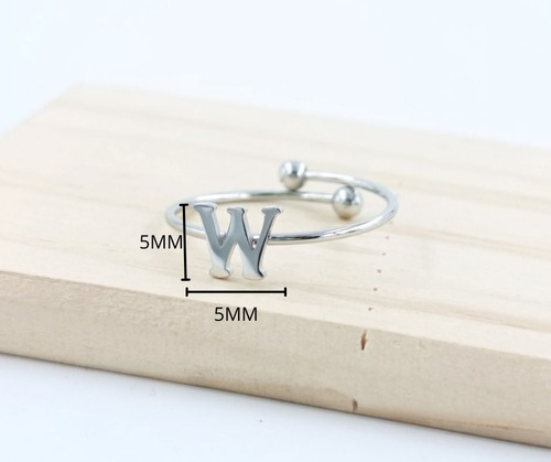 2 Uds De Anillos Con Inicial Acero Inoxidable Vie Or W Ajustable