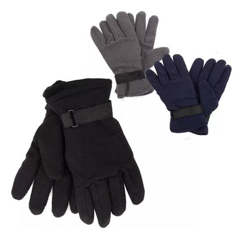 Guantes Polar Ajustable Velcro Otoño Inivierno Moto Paseo Color Gris Talle Único
