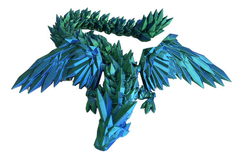 Figura De Dragón Impresa En 3d, Flexible, Azul Verde