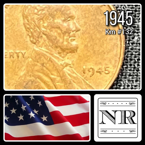 Estados Unidos - 1 Cent - Año 1945 - Liso - Lincoln Wheat