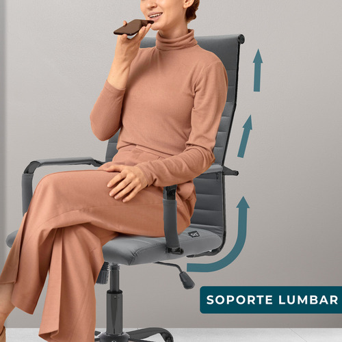 Silla Escritorio Oficina Sillón Ejecutiva Ergonómica Yx-9005 Gris Base Negra Eke Lifehome