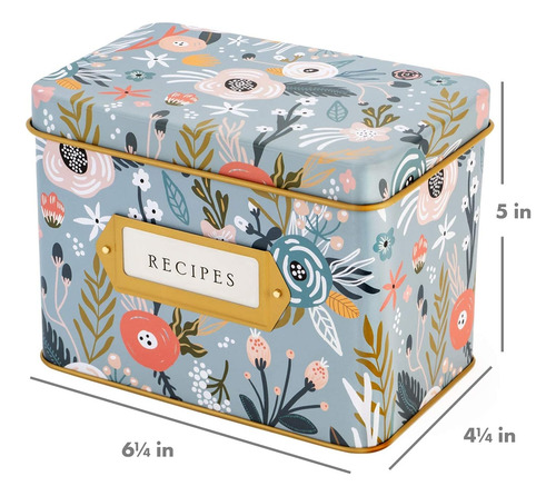 Jot & Mark Caja Decorativa De Lata De Recetas Para Tarjetas