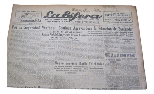 Periodico La Esfera Miercoles 18 De Agosto 1937 Original