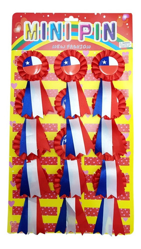 Imagen 3 de 4 de Pack De 12 Escarapela Liston Lasos Fiestas Patrias 23871-21