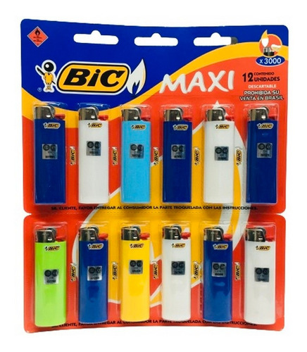 Encendedor Maxi Bic X 12 Unidades Ar1 Maxi12 Ellobo