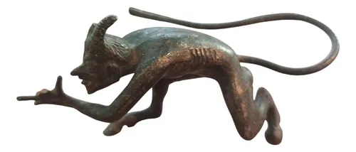 Escultura Antigua Bronce Motivo Sátiro Con Averias (Usado)