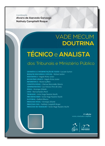 Livro Vade Mecum Doutrina: Técnico E Analista Dos Tribunais, De Alvaro De Azevedo Gonzaga. Editora Método Em Português