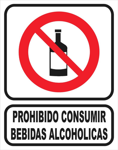 Cartel Prohibido Consumir Bebidas Alcohólicas 22x28 Cm 