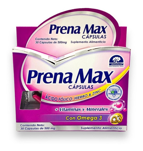 Prena Max Cápsulas C/30 / Ácido Fólico, Hierro, Omega & Zinc