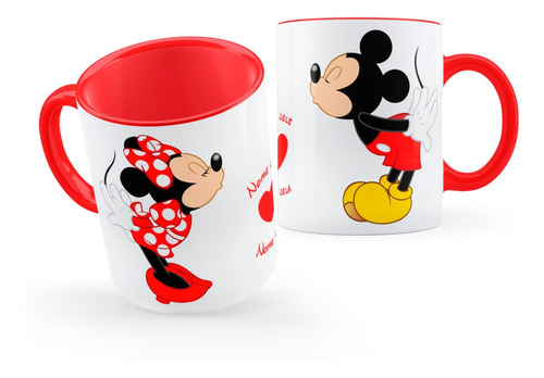 Caneca Personalizada Com Nome Mickey E Minnie + Brinde