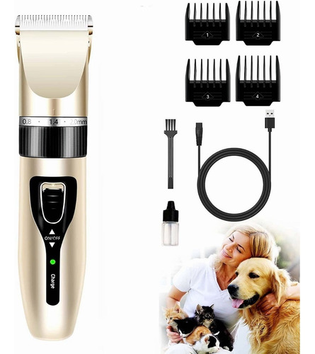 Kit Máquina Tosa Pets Cachorro Tosar Cães Gatos Profissional Cor Dourado