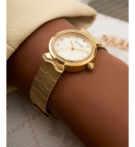 Reloj Guess Mujer Dorado Acero Inoxidable Mermaid Fondo Plateado