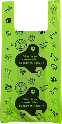 Bolsas Con Asa Compostables Para Desechos De Mascotas