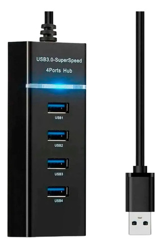 Adaptador Usb De 4 Puertos Multiplicador Economico Negro
