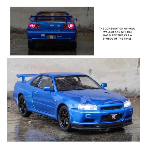 Rápido Y Furioso 2 Brian Nissan Gtr R34 Con Luz Sonido 1/24