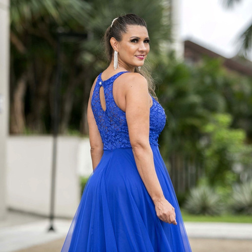 Vestido Rodado Princesa - Azul Serenity - Madrinha Formatura