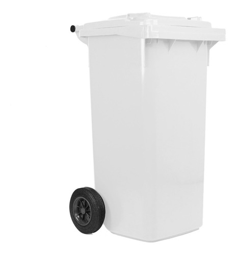 Contenedor De Basura Industrial 120 Lts Ruedas, Tapa Blanco