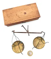 Comprar Balanza De Joyero Minero En Caja Madera - Antiguedades