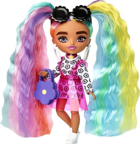 Barbie Extra Minis Doll #6 Nueva Original Cabello Arcoiris 
