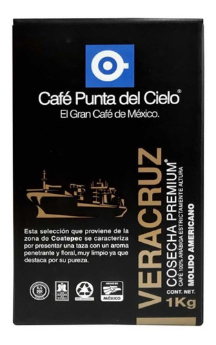 Punta del cielo café molido cosecha premium de veracruz 1kg