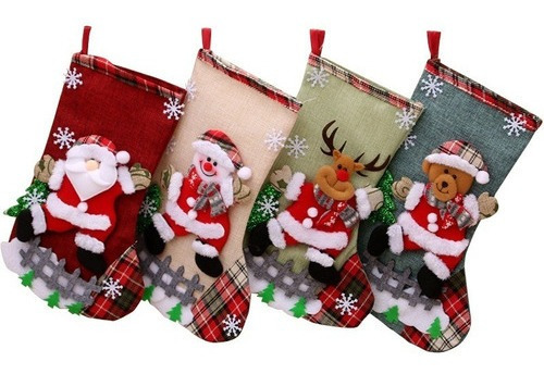 Botas De Navidad Para Colgar, 4 Pz, Para Decoración Navideña