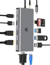Comprar Qhou Usb C Docking, Hub Usb C 12 En 1, Estación De Acoplamie