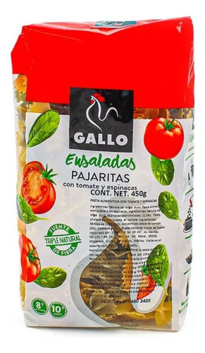 Pasta Gallo Ensaladas Pajaritas Con Tomate Y Espinacas 450 G