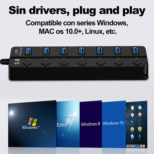 Hub Usb 3.0 Moxen Com 7 Portas Usb Com Switch Independente