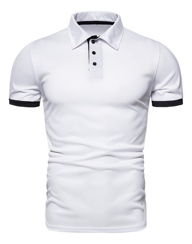 Polo De Manga Corta Con Solapa De Color Liso Para Hombre