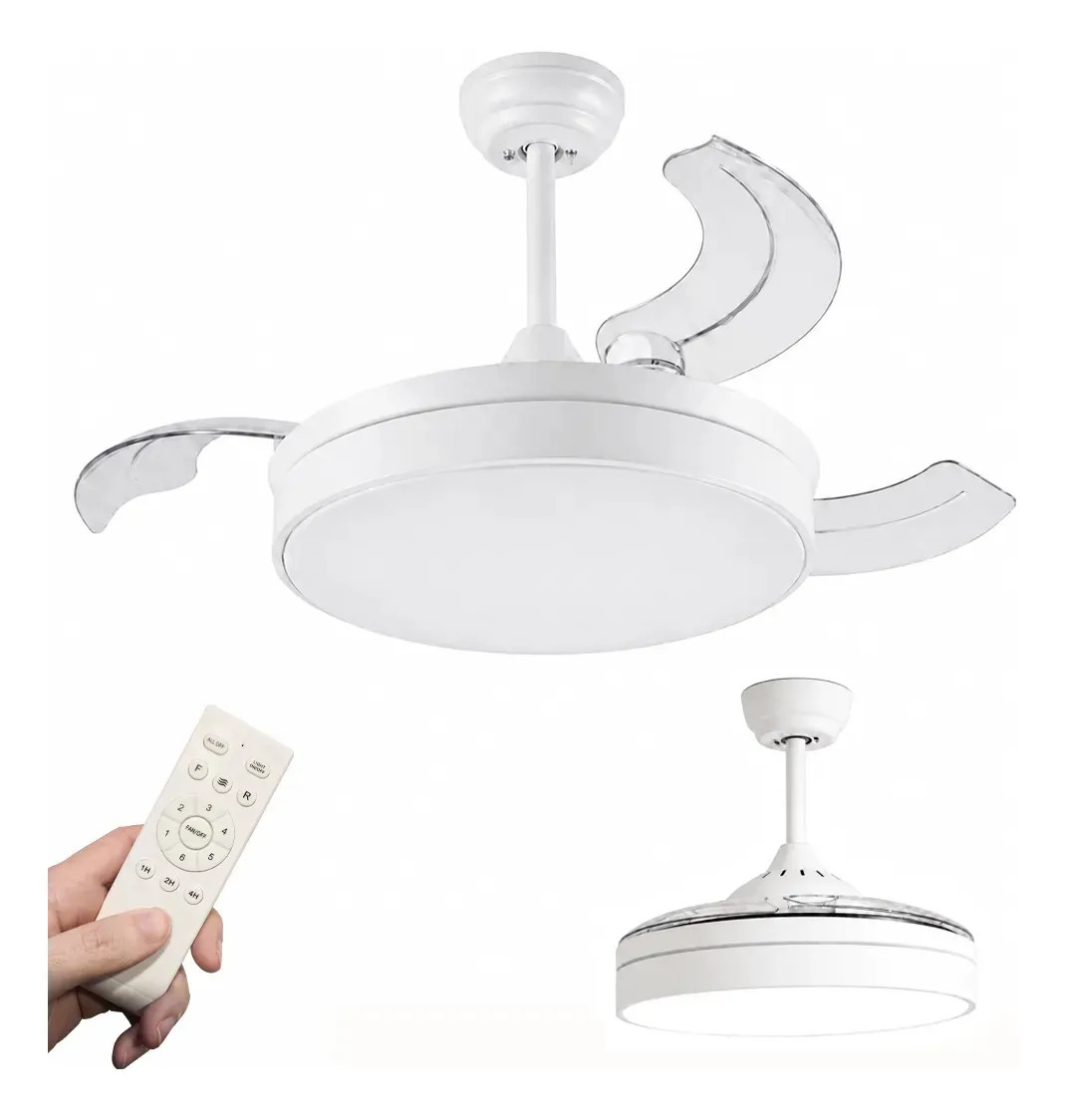 Ventilador De Techo Retráctil Windstyle Premium C/ Control Remoto 3 Aspas Abs Blanco 1.06 M