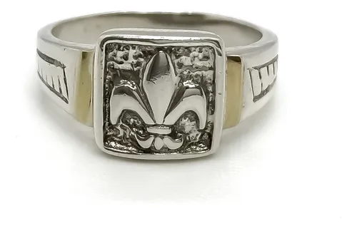 Anillo Flor De Lis Hermandad De Plata Y Oro T14 av46 MercadoLibre