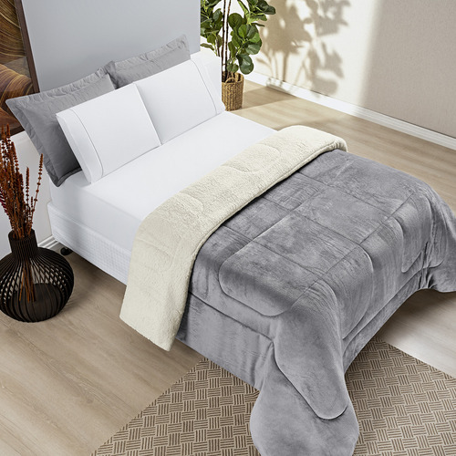 Coberdrom King Size Edredom 1 Peça Lã Carneiro Sherpa Fleece