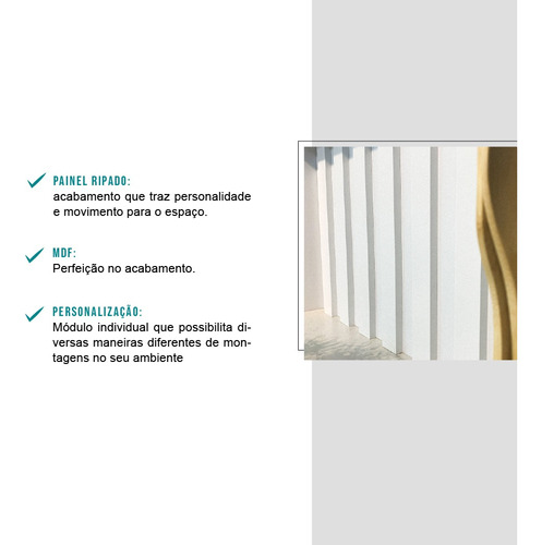 Painel Ripado Milla Branco Mdf 80cm Carraro