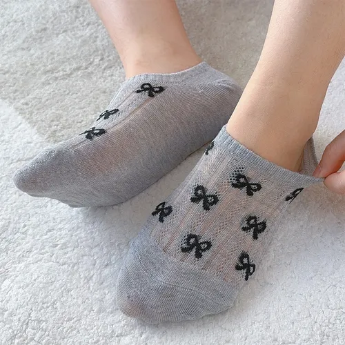 3pairs New Bow Boat Socks Invisible Soft Cotton Crew Socks