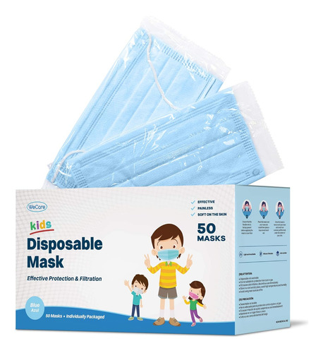 Mascarillas Desechables Niños, 50 Mascarillas Azules, ...