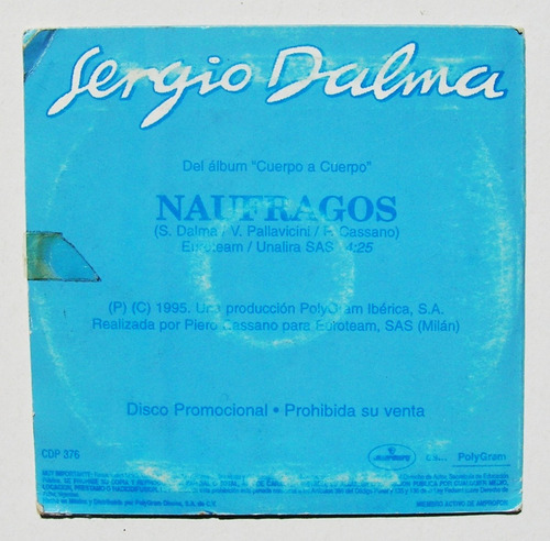 Sergio Dalma Naufragos Cd Single 1995 (Usado)