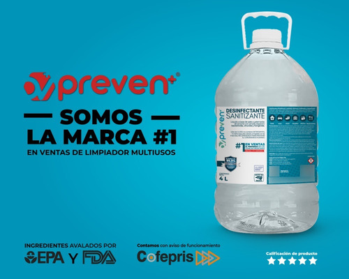 Imagen 5 de 6 de Desifectante Sanitizante 4lt A Base De Amonio Cuaternario