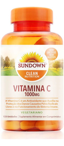 Vitamina C 1000mg 133 Comprimidos Sundown Naturals Ácido Asc