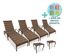 Comprar Kit 4 Espreguiçadeiras Para Piscina Catar E 2 Mesas + Brinde
