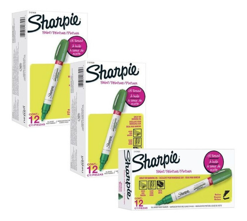 Marcador Permanente Sharpie Paint Verde 3 Mm Bala 36 Piezas