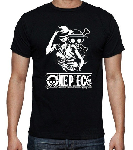 Remera One Piece Luffy 04 (negra) Ideas Mvd