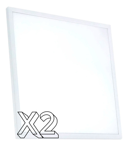 Lampara Panel Led 60w Cuadrado 60x60cm Luz Pack X2 Embutir Estructura Blanca Cálida