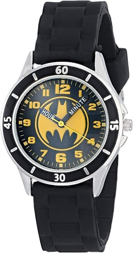Reloj Pulsera Batman Time Teacher Color de la correa Black Color del fondo Amarillo